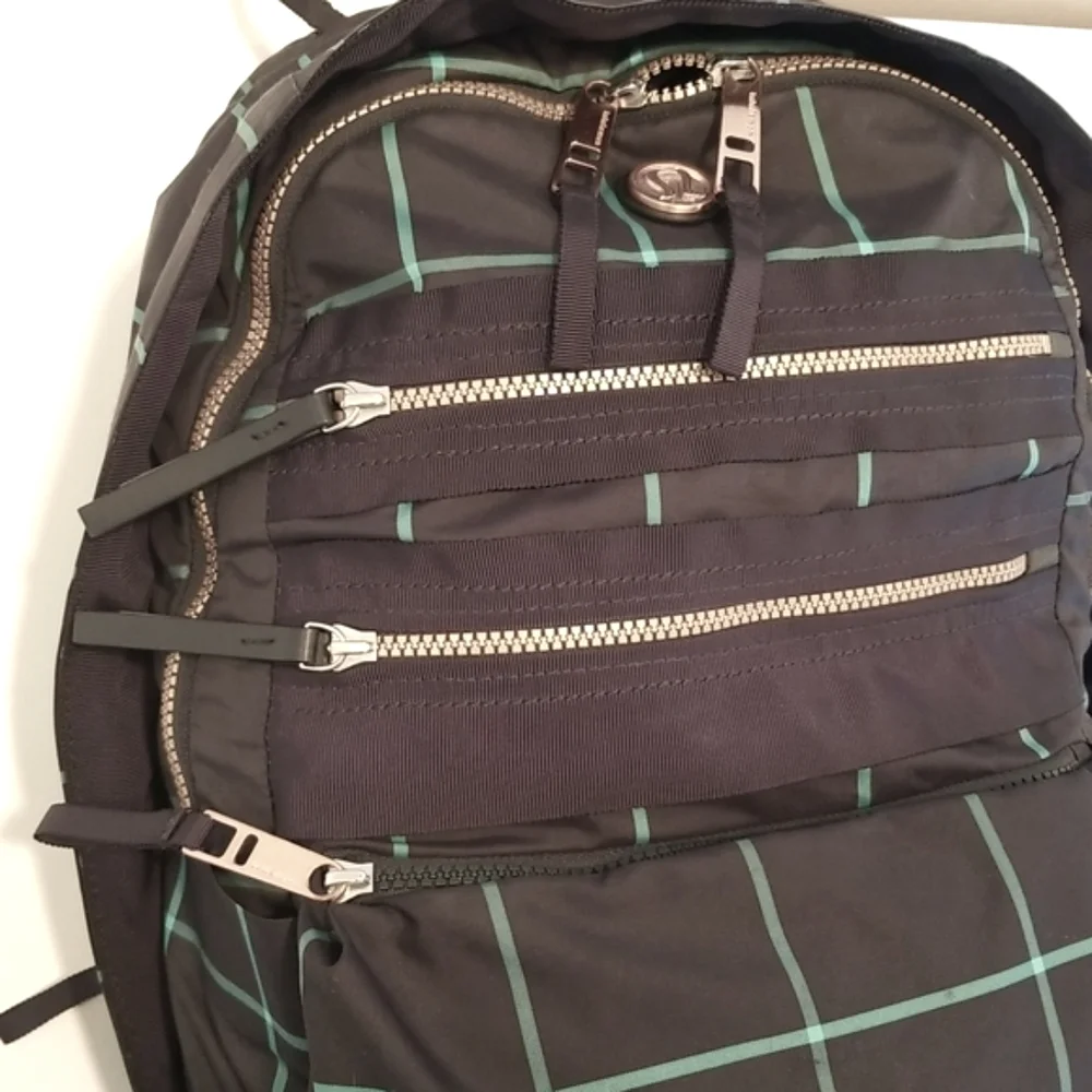Lululemon Pack To Reality Backpack in Pacific Check Deep Coal Menthol/De…